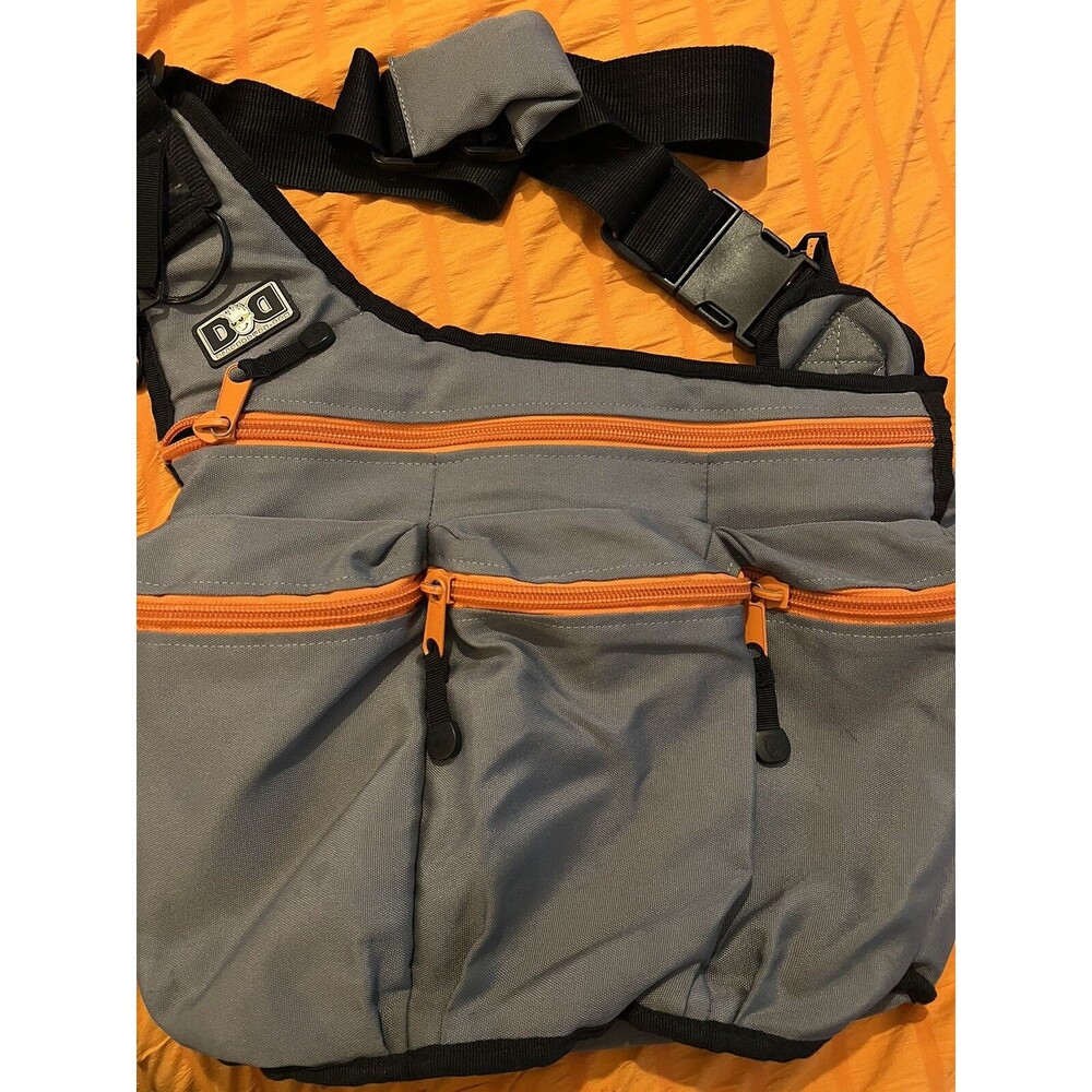 Diaper Dude Diaper Bag Gray Messenger Bag Crossbody Orange Zippers